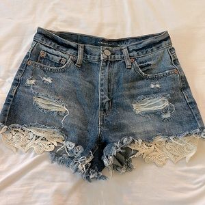 jean shorts with lace